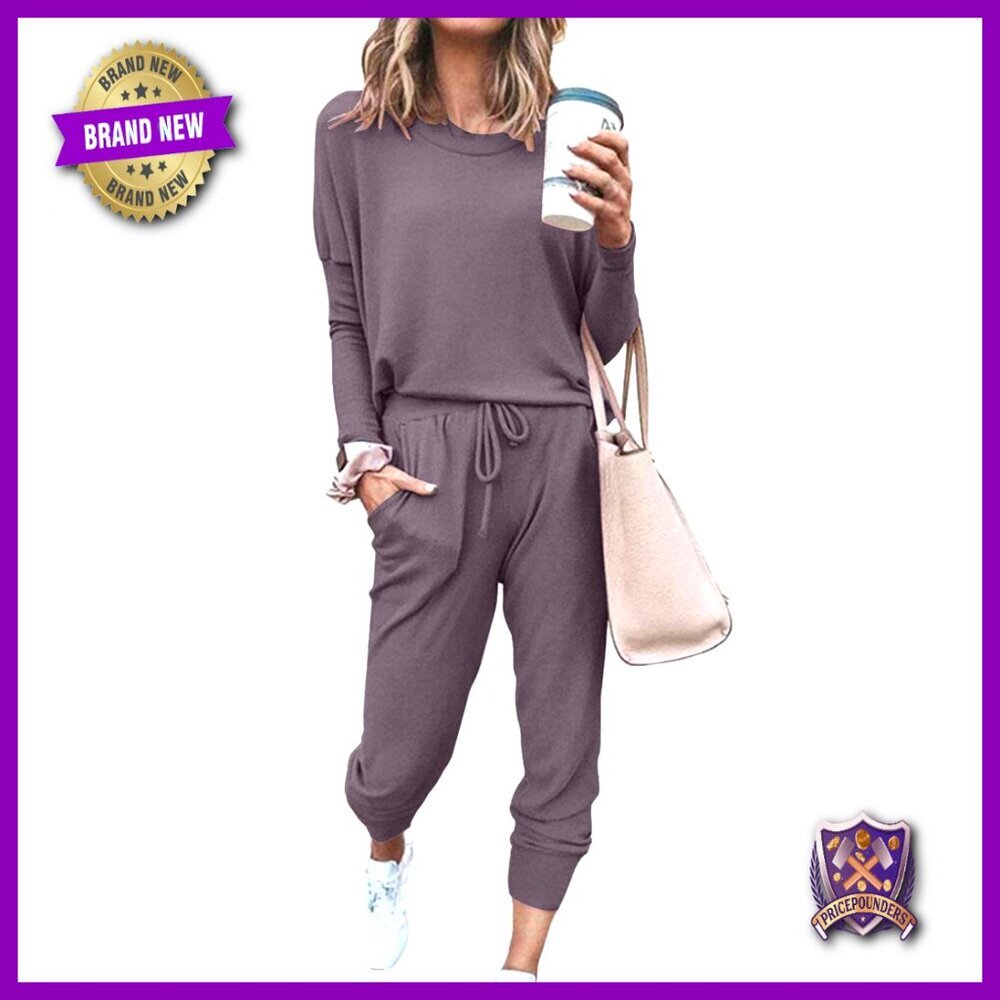 Long Sleeve Crewneck Top High Waist Jogger Pants Set Tracksuit Loungewear